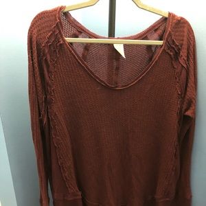 Burgundy We the Free Long Sleeve Thermal